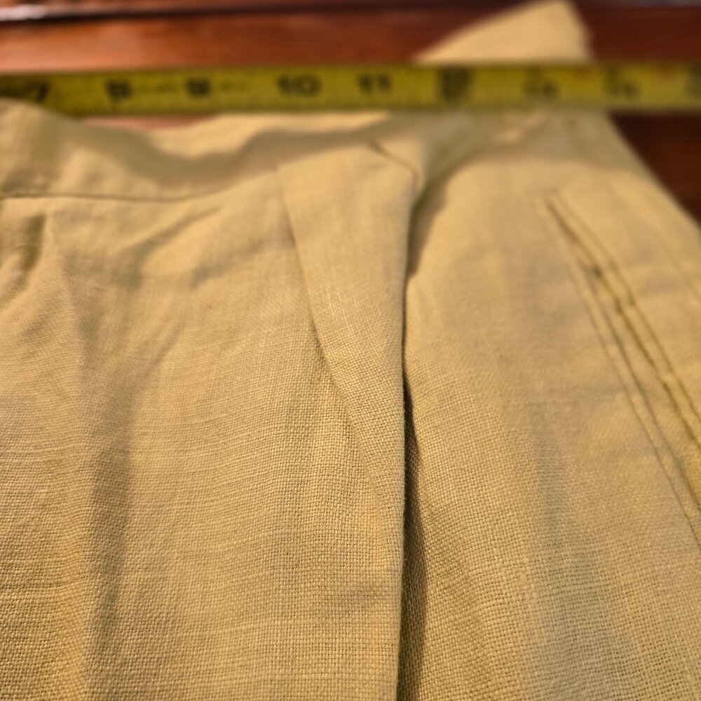 Women's Pants Chartreuse Liz Clairborne size 12 Linen Side Zip Pockets 1990s - Picture 12 of 15